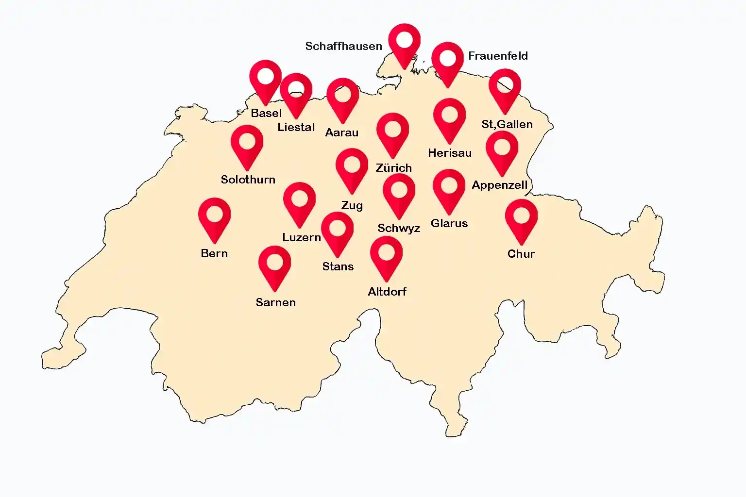 Unsere Servicegebiete in der Schweiz